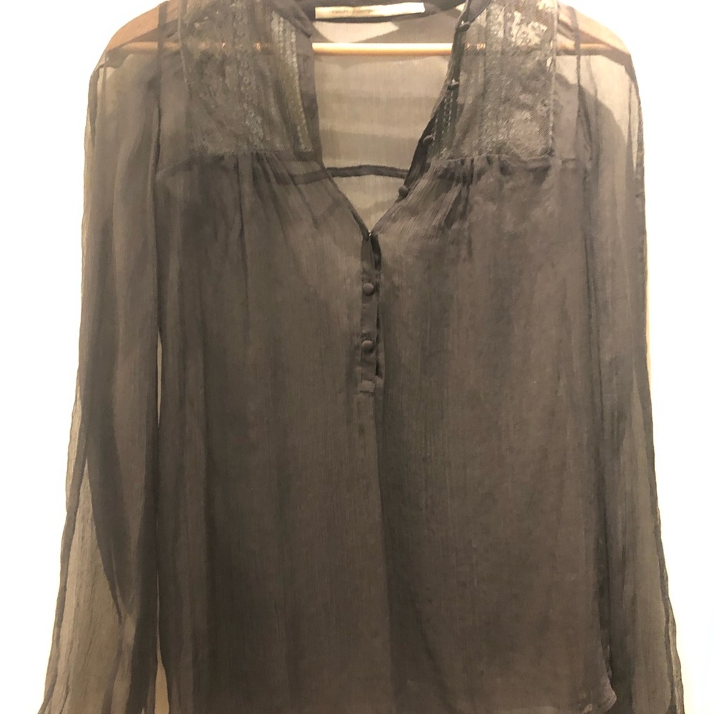 Twelth Street Cynthia Vincent Black Gauze Blouse